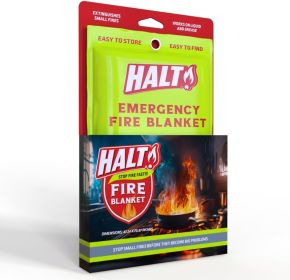 HALT! Emergency Fire Blanket - Rapid Fire Suppression for Home, Kitchen, Car & Camping |Lightweight, No Mess