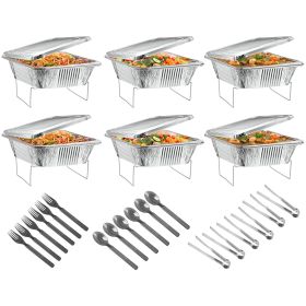 36Pcs Disposable Chafing Dish Buffet Set Food Warmers For Party Buffet Server Catering Supplies With Covers Utensils Half Size Food Pans For Parties E