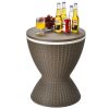 Patio 8 Gallon Patio Rattan Cooler Bar Table With Adjust Ice Bucket