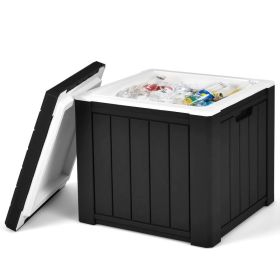 3-In-1 Patio 10 Gallon Ice Cube Cooler Box Table Stool Storage W/Handle (Type: Outdoor Coolers, Color: Black)