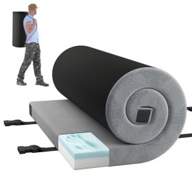 Foldable Camping Mattress with High density foam Cushion and Anti-slip Bottom (Color: Gray)