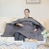 USB Heated Blanket Electric Heated Poncho Shawl Wrap Throw with Zipper Arm Holes Pocket 3 Heating Levels 6 Zones Dual Switch 5V/2A Machine Washable fo