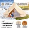 VEVOR 3-5 Person Canvas Glamping Bell Tent, Breathable Waterproof Yurt Tent with Stove Jack and Detachable Side Wall for Family Camping