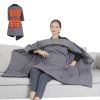 USB Heated Blanket Electric Heated Poncho Shawl Wrap Throw with Zipper Arm Holes Pocket 3 Heating Levels 6 Zones Dual Switch 5V/2A Machine Washable fo