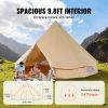 VEVOR 3-5 Person Canvas Glamping Bell Tent, Breathable Waterproof Yurt Tent with Stove Jack and Detachable Side Wall for Family Camping