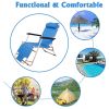 Set of 2 Portable Chaise Lounge Chair 60"L Flat Folding Outdoor Recliner Chair, Dark Blue/Blue