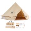 VEVOR 3-5 Person Canvas Glamping Bell Tent, Breathable Waterproof Yurt Tent with Stove Jack and Detachable Side Wall for Family Camping