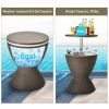 Patio 8 Gallon Patio Rattan Cooler Bar Table With Adjust Ice Bucket