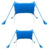 Foldable Beach Canopy Tent Collapsible Shade Sail Sun Protection Windproof Shelter 4 Sandbag 2 Pole Portable Storage Bag Rectangle Blue