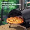 Black Pizza Oven Outdoor 12" Automatic Rotatable Pizza Ovens Portable Stainless Steel Wood Fired Pizza Oven Pizza Maker with Built-in Thermometer Pizz